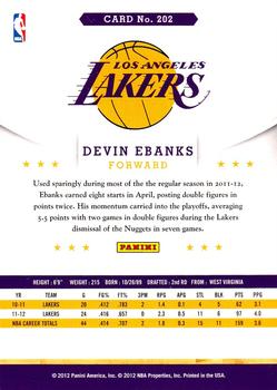 2012-13 Hoops #202 Devin Ebanks Back
