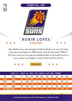2012-13 Hoops #207 Robin Lopez Back