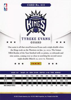 2012-13 Hoops #213 Tyreke Evans Back