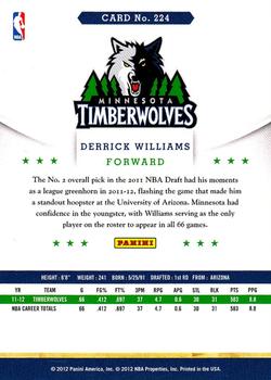 2012-13 Hoops #224 Derrick Williams Back