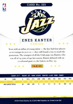 2012-13 Hoops #225 Enes Kanter Back