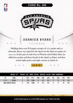 2012-13 Hoops #268 Derrick Byars Back