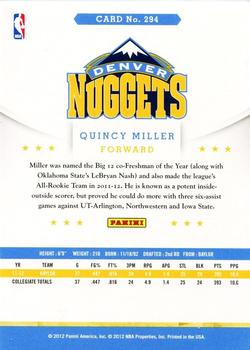 2012-13 Hoops #294 Quincy Miller Back