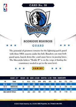 2012-13 Hoops #38 Rodrigue Beaubois Back
