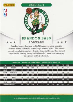 2012-13 Hoops #2 Brandon Bass Back