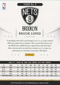 2012-13 Hoops #9 Brook Lopez Back