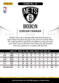2012-13 Hoops #12 Jordan Farmar Back