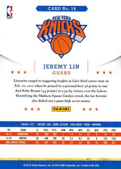 2012-13 Hoops #19 Jeremy Lin Back