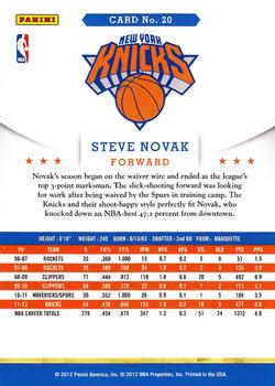 2012-13 Hoops #20 Steve Novak Back