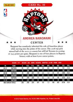 2012-13 Hoops #30 Andrea Bargnani Back