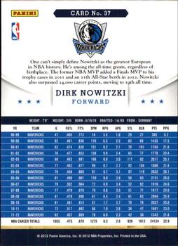 2012-13 Hoops #37 Dirk Nowitzki Back