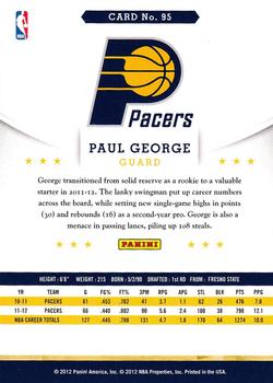 2012-13 Hoops #95 Paul George Back