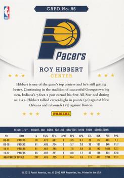 2012-13 Hoops #96 Roy Hibbert Back