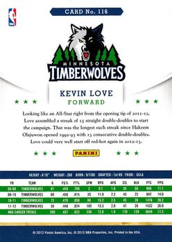 2012-13 Hoops #116 Kevin Love Back