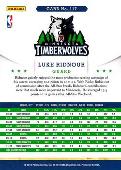 2012-13 Hoops #117 Luke Ridnour Back