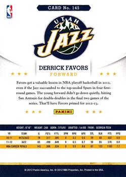 2012-13 Hoops #145 Derrick Favors Back