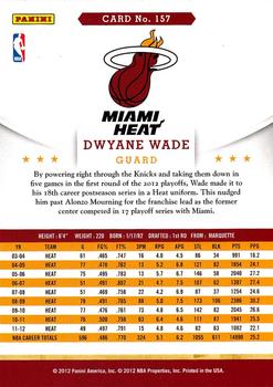 2012-13 Hoops #157 Dwyane Wade Back