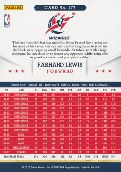 2012-13 Hoops #177 Rashard Lewis Back