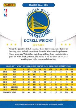 2012-13 Hoops #182 Dorell Wright Back