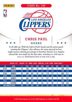 2012-13 Hoops #189 Chris Paul Back