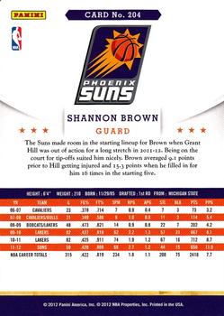 2012-13 Hoops #204 Shannon Brown Back
