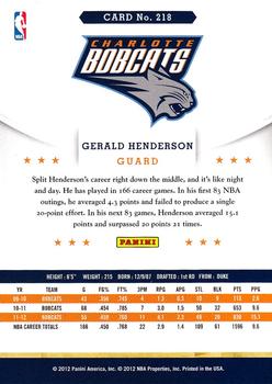 2012-13 Hoops #218 Gerald Henderson Back