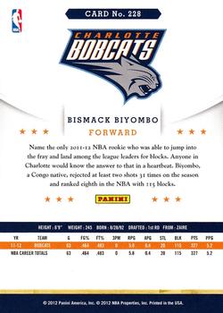 2012-13 Hoops #228 Bismack Biyombo Back