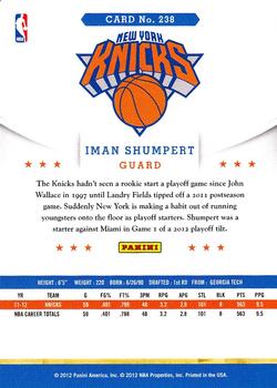 2012-13 Hoops #238 Iman Shumpert Back