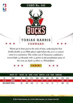 2012-13 Hoops #240 Tobias Harris Back