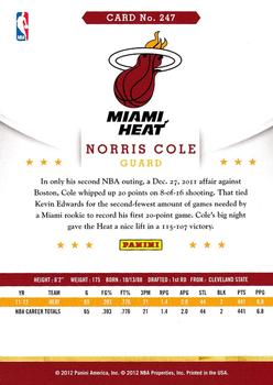 2012-13 Hoops #247 Norris Cole Back