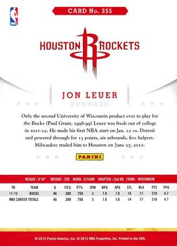 2012-13 Hoops #255 Jon Leuer Back