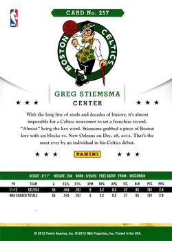 2012-13 Hoops #257 Greg Stiemsma Back