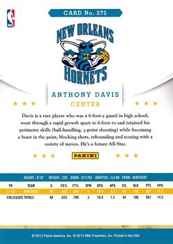 2012-13 Hoops #275 Anthony Davis Back
