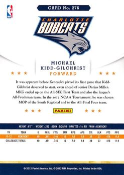 2012-13 Hoops #276 Michael Kidd-Gilchrist Back