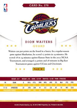 2012-13 Hoops #278 Dion Waiters Back