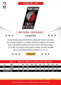 2012-13 Hoops #285 Meyers Leonard Back