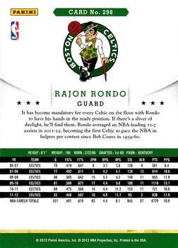 2012-13 Hoops #298 Rajon Rondo Back