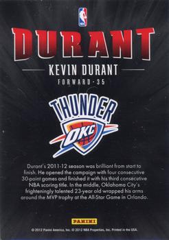 2012-13 Hoops #KD1 Kevin Durant  Back