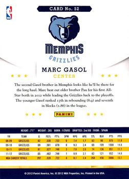 2012-13 Hoops #52 Marc Gasol Back
