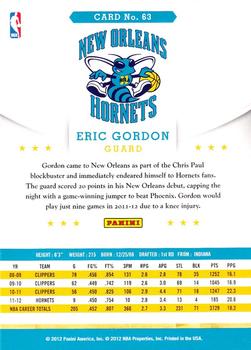 2012-13 Hoops #63 Eric Gordon Back
