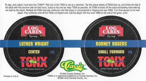 1994 Classic Log Cabin Tonx #P5-P6 Rodney Rogers / Luther Wright Back