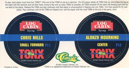 1994 Classic Log Cabin Tonx #P11-P12 Alonzo Mourning / Chris Mills Back