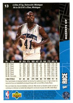 1996-97 Collector's Choice French #13 Glen Rice  Back