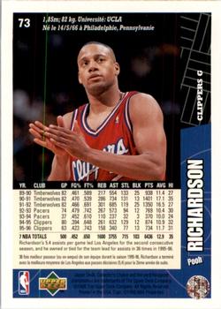 1996-97 Collector's Choice French #73 Pooh Richardson  Back