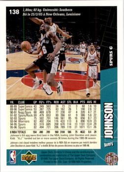 1996-97 Collector's Choice French #138 Avery Johnson  Back