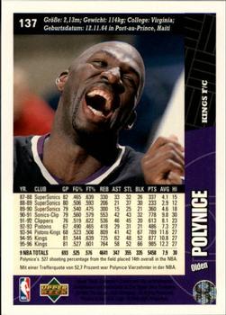 1996-97 Collector's Choice German #137 Olden Polynice  Back