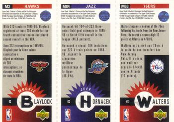 1996-97 Collector's Choice French - Mini-Cards Panels #M63 / M84 / M2 Rex Walters / Jeff Hornacek / Mookie Blaylock Back
