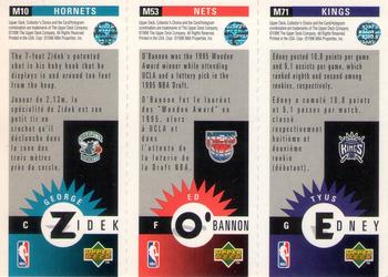 1996-97 Collector's Choice French - Mini-Cards Panels #M71 / M53 / M10 Tyus Edney / Ed O'Bannon / George Zidek Back