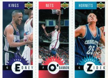 1996-97 Collector's Choice French - Mini-Cards Panels #M71 / M53 / M10 Tyus Edney / Ed O'Bannon / George Zidek Front