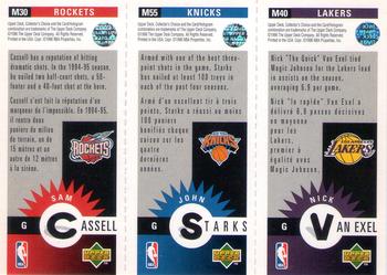 1996-97 Collector's Choice French - Mini-Cards Panels #M40 / M55 / M30 Nick Van Exel / John Starks / Sam Cassell Back